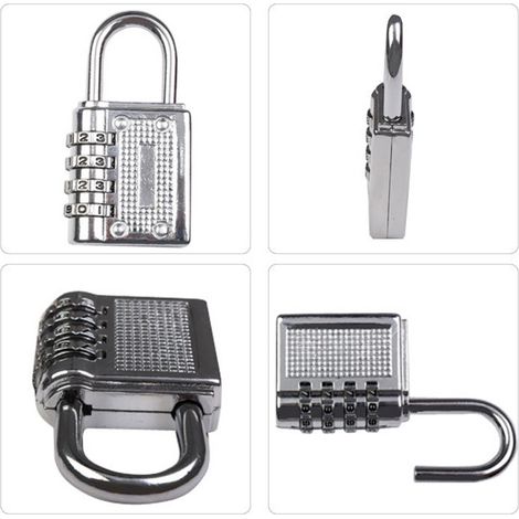 Cadenas à combinaison 4 chiffres sans clé, antivol, en alliage de zinc, universel pour bagages, salle de sport, armoire, rouge rose