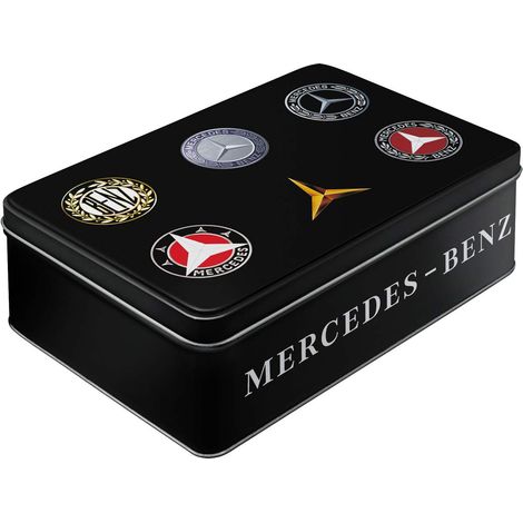 Nostalgic-Art Contenitori di latta retrò piatti, Mercedes-Benz – Logos – Idea regalo per amanti di auto, Scatola con coperchio, Design vintage, 2,5 l (1/4)