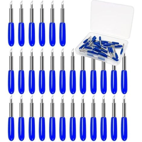 30pcs Lames de Rechange 60° pour Machines de Découpe de Vinyle (Bleu)