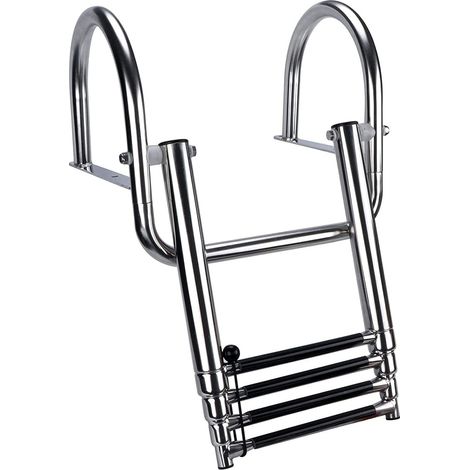 échelle pour Bateau de Bain Piscine Acier Inoxydable Échelle Télescopique Intérieure À 4 Marches, Échelle De Quai avec Mains Courantes, Pliant Échelle pour Bateaux Pontons/Yachts (1/5)