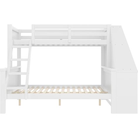 Litera infantil 90x200 + 140x200 con escritorio, almacenaje y escalera, blanco (1/5)