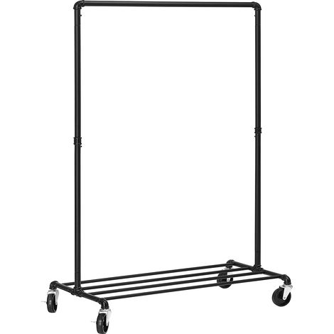 Burro de ropa con ruedas carga 90 kg barra metálica estante resistente para dormitorio y lavadero negro 120000846 (1/3)