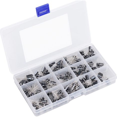 Ensemble de 215 condensateurs électrolytiques, 0,1uF-330uF, condensateurs électrolytiques en aluminium, 15 spécifications différentes, adaptés aux radios et téléviseurs.