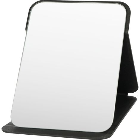 Miroir de Maquillage, Portable Table Miroir Pliable Super HD Multi Angle Pliant en Cuir PU Facile à Transporter Miroirs de Voyage Ultra Fin et Durable Pliable, Noir 16  11cm (1/5)