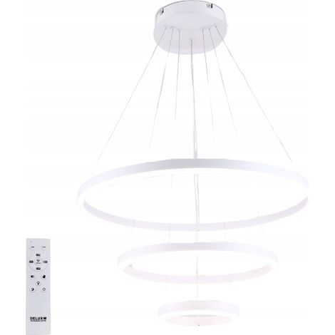 Lampadario a sospensione a LED a 3 anelli, bianco, con telecomando, 85W, 20/40/60 cm. (1/4)