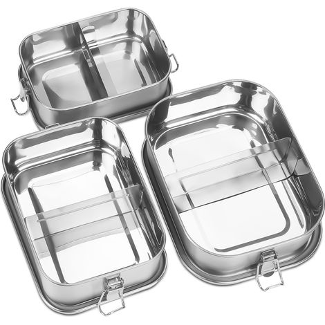 TolleTour Auslaufsichere Brotdose aus Edelstahl, Lunchbox mit festem Verschluss und Fächern 800ml (1/5)