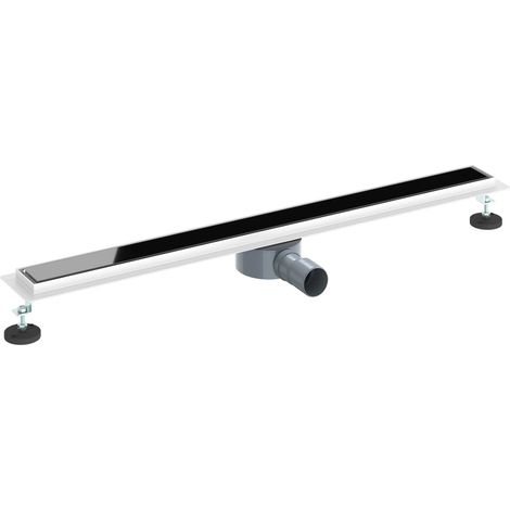Desagüe de ducha con tapa de vidrio y sifón 360° Negro 90 cm vidaXL