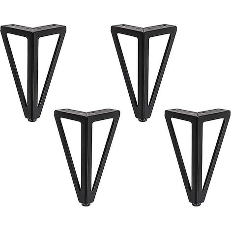 4x Pieds De Table Noir En Mtal Triangulaires 15cm Pieds De Meuble Style Moderne Pour Armoires Canaps Lit (1/5)