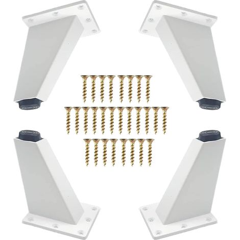 4 Stück Möbelbeine, schräge Möbelbeine aus Aluminium und Metall, Sofabeine Ersatz für Schrank, Sofa, Kommode, Tisch, Befestigungsschrauben im Lieferumfang enthalten, weiß, 80 mm (1/5)