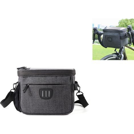 Borsa da manubrio per bicicletta nera impermeabile, borsa portaoggetti anteriore multi-scomparto e borsa a tracolla per pendolari