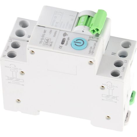 Disjoncteur miniature intelligent WiFi TONGOU 1P+N 16A 230V avec temporisation et télécommande pour la maison connectée (1/5)