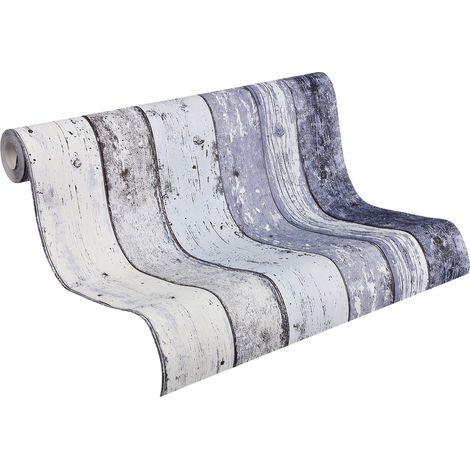 Papier peint imitation planches de bois Tapisserie effet vieilles planches gris bleu blanc Papiers peints pour chambre et salon