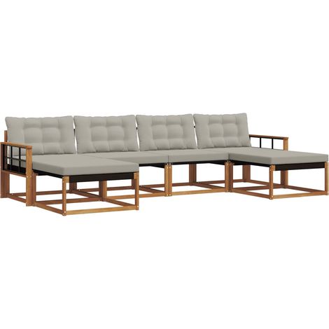 Conjunto de sofás de exterior 6 pcs Gris Natural y Claro vidaXL (1/5)