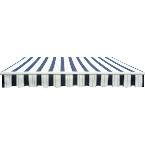 Greenbay 4.5x3m Garden Awning Replacement Fabric Top Cover Front Valance Blue-White (1/2)