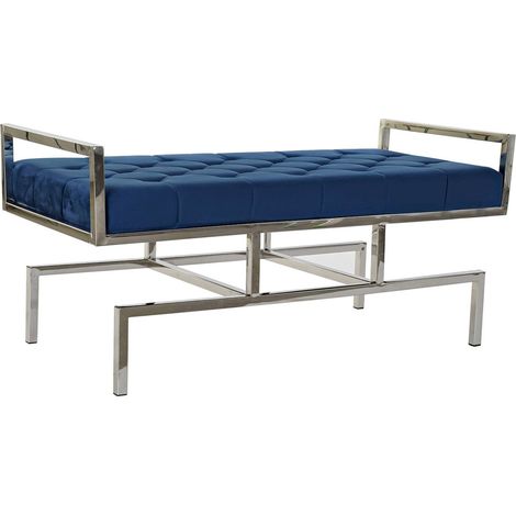 Banc en velours bleu élégant et métal robuste - Bleu roi profond (1/5)