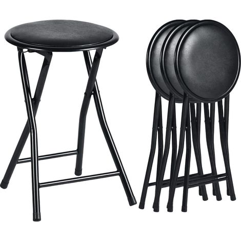 Klapphocker 4er-Set, gepolstert, 30x30x46cm, schwarz (1/5)