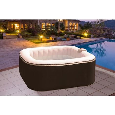 Spa gonflable carré 4 places 157 x 67 cm – 130 micro-jets – Température max 40 °C – Polyester durable – Avec filtre et tapis de sol – Sunspa