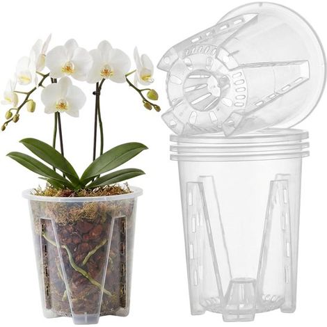 Pots de fleurs transparents avec trous de drainage - lot de 6 pots de 12 cm de diamètre - adaptés aux orchidées - aux plantes succulentes (1/5)