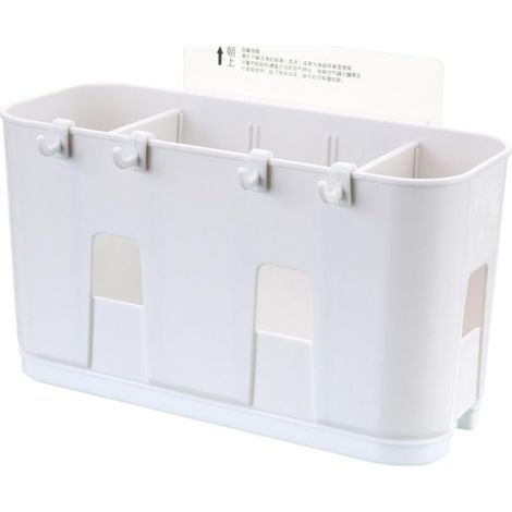 Égouttoir à couverts, boîte de rangement pour baguettes, porte-baguettes en plastique, porte-baguettes mural pour cuisine (blanc) (1/5)