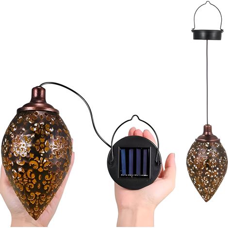Lámpara colgante solar de metal con forma de aceituna (1 unidad) (1/5)