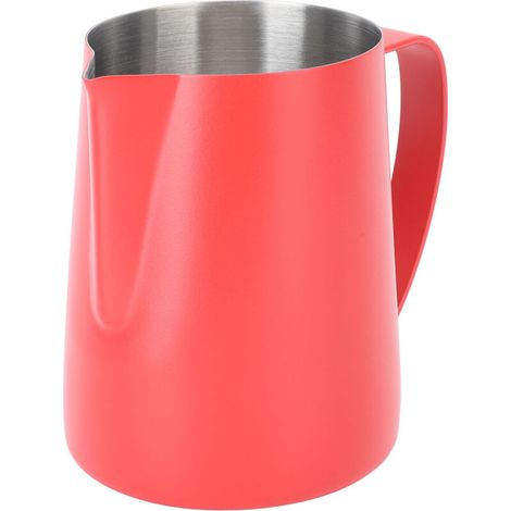 Jarra para espumar leche, 600 ml, acero inoxidable 304 con boquilla para capuchino y latte art (roja) (1/5)