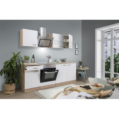 Cuisine Kitchenette bloc cuisine intégrée Chêne Blanc Merle 210 cm Respekta (1/4)