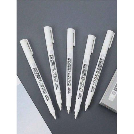 Marqueur permanent blanc à base d'huile imperméable pointe fine pour pneus、tissu、bois dessiner couvrir 5 pièces (1/4)