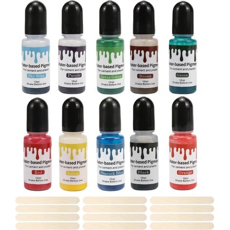 Colorant Resine Epoxy - 12 Couleurs Pigment Resine Epoxy Liquide, 10ml pigments concentrés à base d’eau, pour plâtre béton ciment DIY projets créatifs peinture artisanale (1/5)