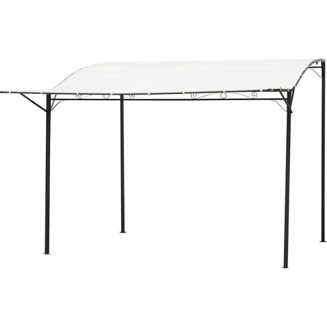 Pavillon pliable 3x2,5m blanc crème résistant intempéries avec extension toit