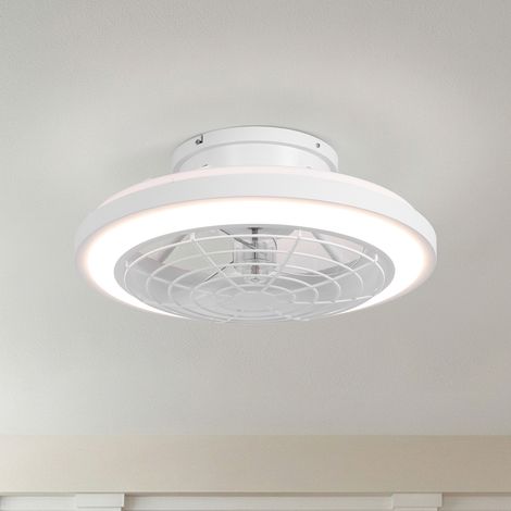 Parrot Uncle 50 cm LED-Deckenventilator mit Beleuchtung, leiser und dimmbarer Ventilator mit Umkehrfunktion, 3 Farbtemperaturen, 6 Geschwindigkeiten und Fernbedienung, Weiß