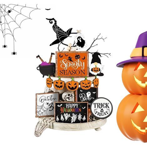 Halloween Décorations En Bois Panneaux en Bois Effrayants de et Fantôme Décorations De Plateau Étagé Pour Maison Pour Salon Armoire Étagère Cabinet Chambre Plateaux De Table (1/5)