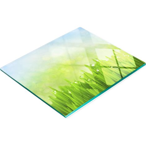Tagliere e vassoio decorativo in vetro per cucina, a forma di erba sintetica, 60x52 cm. (1/5)