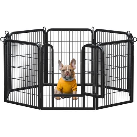 Yaheetech Recinto per Cani Cuccioli Conigli Gatti Animali da Interno e Esterno Giardino Rete Recinzione Ferro 8 pz 65 x 80 cm Pieghevole e Portatile