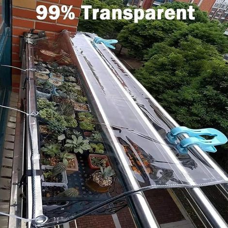 Bâche Imperméable Transparente avec Oeillet - 600g/m² - Couverture en Feuille de Bâche - Bâche en Plastique PVC pour Jardin Extérieur - 0.5 mm D'épaisseur (2x2m)