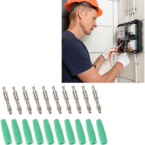 22.040 Fiche banane lanterne 4,0 mm, cuivre pur, métal nickelé, moulée par injection, accessoires, bornes mâles soudées, verte (1/5)