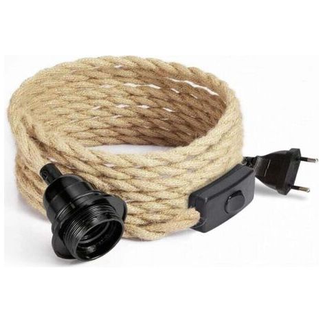 4,5 m langes elektrisches Leinenkabel, 2 Adern, mit E27-Fassung und Schalter, für DIY-Lampe (ohne Glühbirne), INHHUB