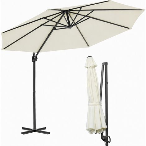 Randaco Sonnenschirm Ampelschirm 3x3 m Beige, 360° Rotation & 0–60° Neigung, UV50+ Sonnenschutz, wasserabweisend, Kurbel, für Garten Terrasse Balkon