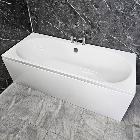 Sharon 1700mm x 750mm Double Ended Bath Slim Round Style Acrylic Modern, reinforced bath-without bath panel
