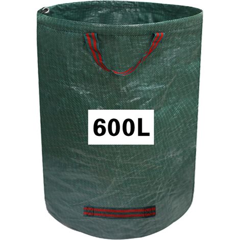 Sac à feuilles de jardin ultra-résistant, étanche et grande capacité (600 L), pour ramasser les mauvaises herbes et les feuilles mortes. Sac de rangement extérieur pour le jardinage.