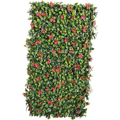 Treillis extensible en osier avec feuillage - Bougainvilliers - 100 x 200 cm - Nature