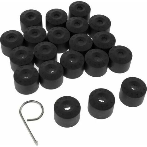 – Lot de 20 caches boulons jantes pour VW Golf – Écrous de roue en plastique noir – Protection contre la rouille et la poussière – Taille 22x30mm - 20pcs (1/5)