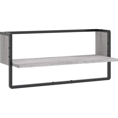 Maison Exclusive - Wandregal mit Stange Grau Sonoma 65x25x30 cm