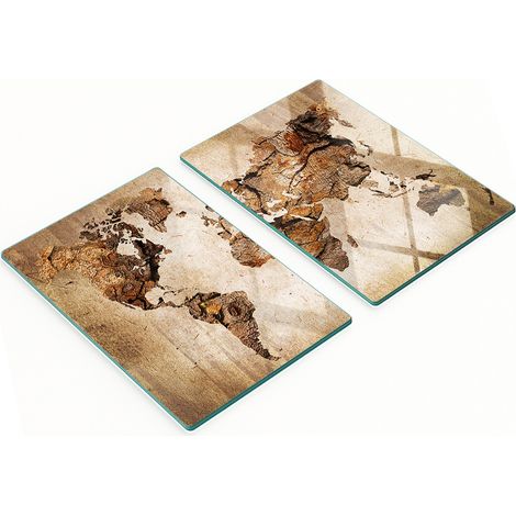 Dekorative Glasschneidebretter mit Weltkarte aus Holz, 2 x 40 x 52 cm (1/5)
