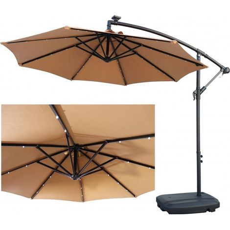 Ombrellone Impermeabile con Luci LED Palo Decentrato Braccio Laterale Retrattile (1/4)