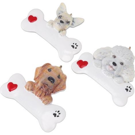 Pendentif chien sapin de Noël en résine, résistant à l'usure, à faire soi-même. Pendentif chiot de Noël en résine pour décoration de Noël, combinaison de trois. (1/5)
