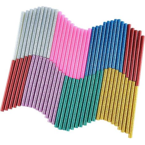 70 Pcs Glitter Hot Melt Colle Adhésif Colle Bâtons pour Artisanat DIY Artisanat 7x100mm(7 Couleurs) (1/5)