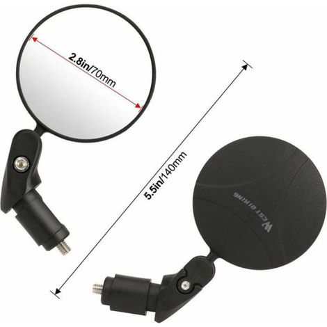 Miroirs de vélo réglables - - Miroir convexe - 360° réglable - Haute définition - 2 pièces - Résine de nylon (1/4)