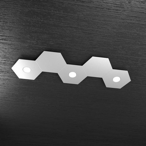 Plafoniera Moderna 5 Moduli Hexagon Metallo Grigio 3 Luci Led 12X3W (1/5)