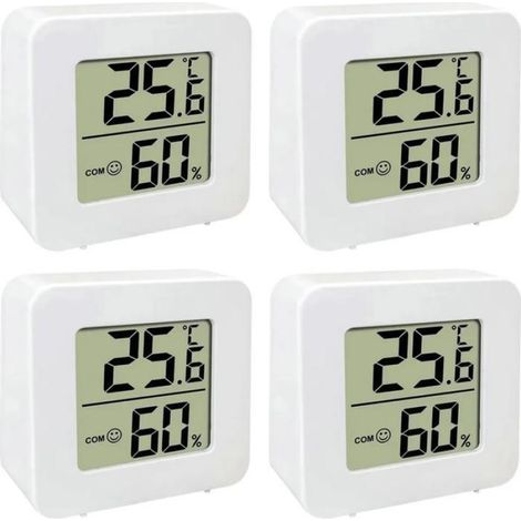 Lot de 4 thermomètres d'intérieur, thermomètre d'ambiance numérique, mini thermomètre hygromètre numérique LCD (1/5)