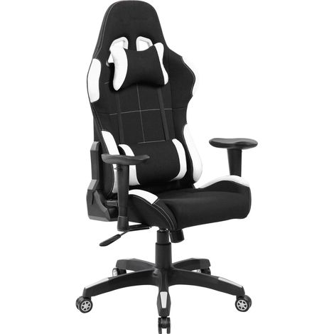 Sedia da Gaming Ergonomica 72x57x134 cm in Tessuto Nera e Bianca